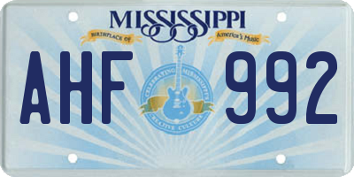 MS license plate AHF992