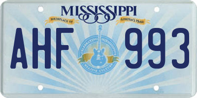 MS license plate AHF993