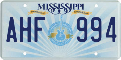 MS license plate AHF994