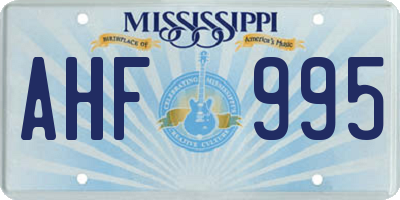 MS license plate AHF995