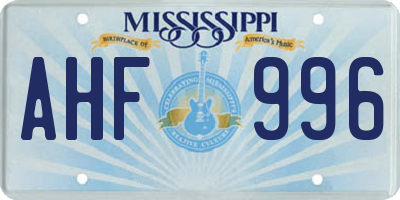 MS license plate AHF996