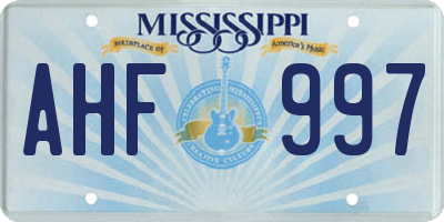 MS license plate AHF997