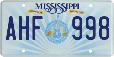 MS license plate AHF998