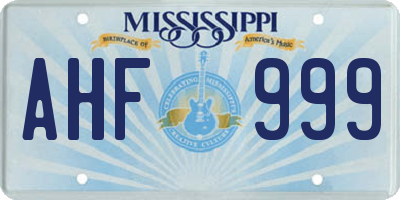 MS license plate AHF999