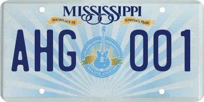 MS license plate AHG001
