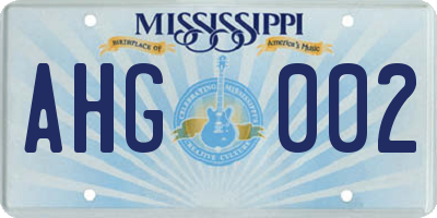 MS license plate AHG002