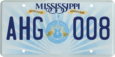 MS license plate AHG008