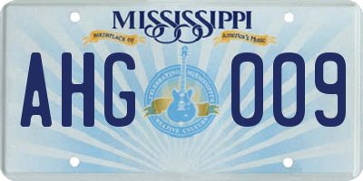 MS license plate AHG009
