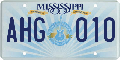 MS license plate AHG010