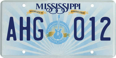 MS license plate AHG012