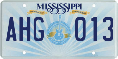 MS license plate AHG013