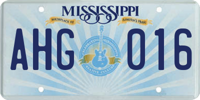 MS license plate AHG016