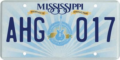 MS license plate AHG017