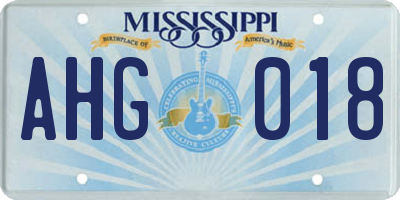 MS license plate AHG018