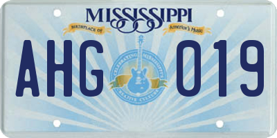 MS license plate AHG019