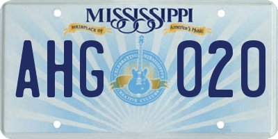 MS license plate AHG020