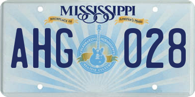 MS license plate AHG028