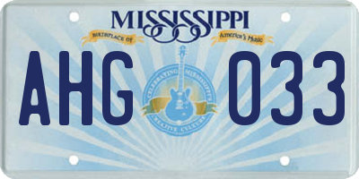 MS license plate AHG033