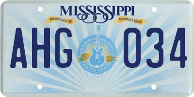 MS license plate AHG034