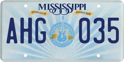 MS license plate AHG035