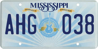 MS license plate AHG038