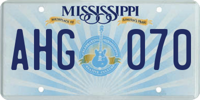 MS license plate AHG070
