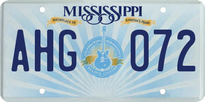 MS license plate AHG072