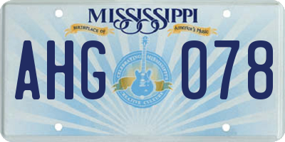 MS license plate AHG078