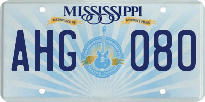 MS license plate AHG080