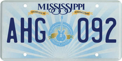 MS license plate AHG092