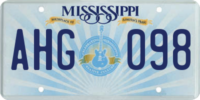 MS license plate AHG098