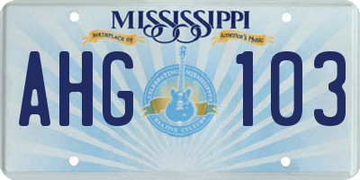 MS license plate AHG103
