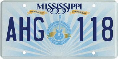 MS license plate AHG118