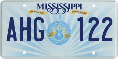 MS license plate AHG122
