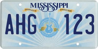 MS license plate AHG123