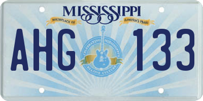 MS license plate AHG133
