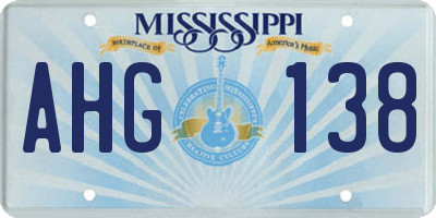 MS license plate AHG138