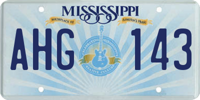 MS license plate AHG143
