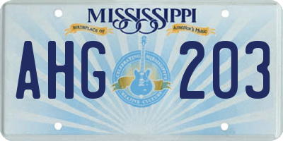 MS license plate AHG203