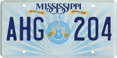 MS license plate AHG204