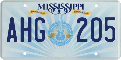 MS license plate AHG205