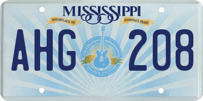 MS license plate AHG208
