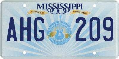 MS license plate AHG209