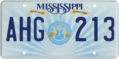 MS license plate AHG213