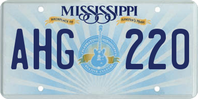 MS license plate AHG220