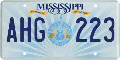 MS license plate AHG223