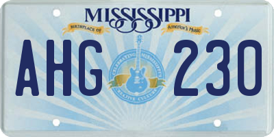 MS license plate AHG230