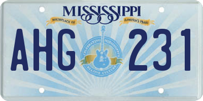 MS license plate AHG231