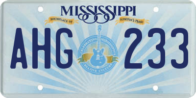 MS license plate AHG233
