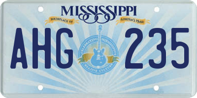 MS license plate AHG235